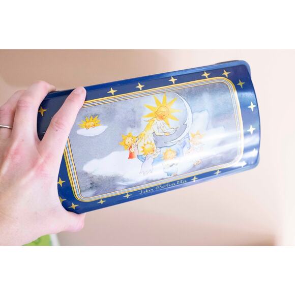 Vintage Celestial Tin Box Schmidt Made in Germany – Blue & Yellow Storage Tin - Picture 2 of 8